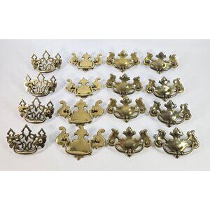 Vintage Hardware Lot of 16 Brass Drawer Pulls Handles